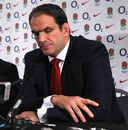 Martin Johnson at a press conference to announce his resignation