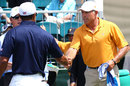 Tiger Woods and Steve Williams shake hands