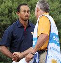 Tiger Woods exchanges a stare with Steve Williams
