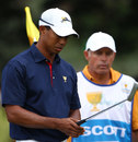 Tiger Woods glares at his putter