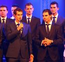 Rafael Nadal and Andy Murray address the public