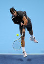Rafael Nadal powers down a serve