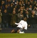 Emmanuel Adebayor celebrates his goal