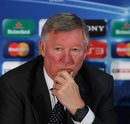 Sir Alex Ferguson faces the media during a press conference