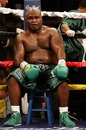 James Toney sits on his stool during his loss to Samuel Peter 