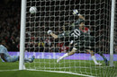 Arsenal's Park Chu-young sees his shot saved Costel Pantilimon