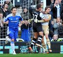 Tim Krul celebrates with team-mate Steven Taylor after saving a penalty from Frank Lampard 