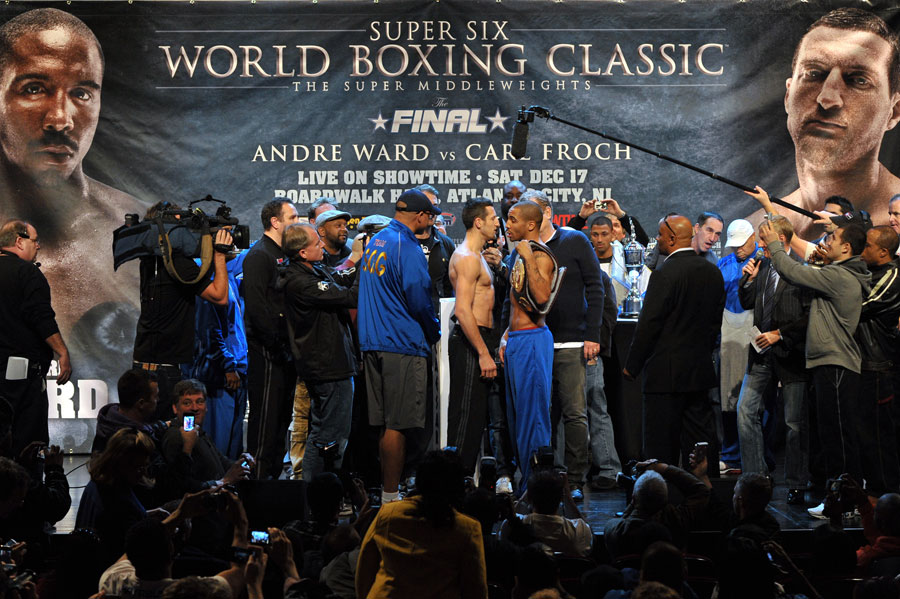 Carl Froch stares out Andre Ward