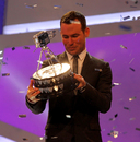 Mark Cavendish admires his award, BBC Sports Personality of the Year, Manchester, December 22, 2011