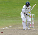 Kumar Sangakkara watches the ball closely