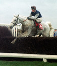 Desert Orchid flies a fence under Richard Dunwoody in the King George VI Chase