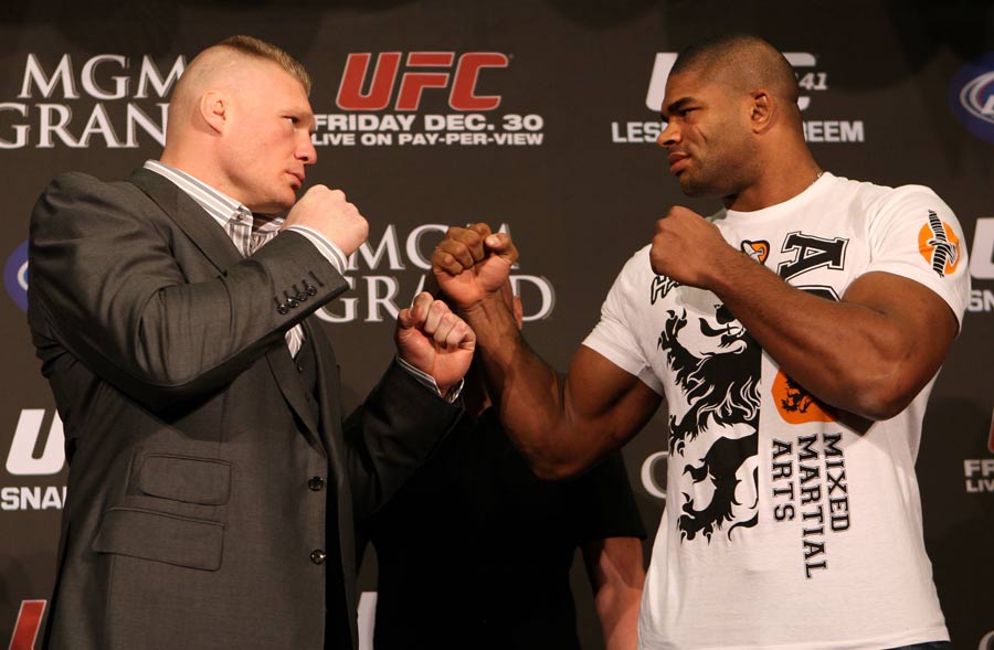 Brock Lesnar faces off with Alistair Overeem