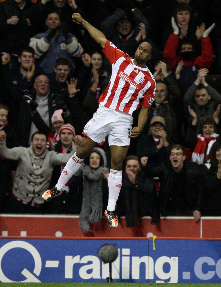 Cameron Jerome celebrates putting Stoke ahead 
