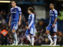 John Terry, David Luiz and Ashley Cole trudge off after defeat