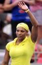 Serena Williams salutes the crowd