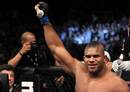 Alistair Overeem raises his fist after victory