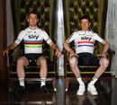Mark Cavendish and Bradley Wiggins pose as Team Sky Unveils its 2012 squad