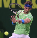 Rafael Nadal cracks a forehand
