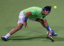 Rafael Nadal stretches for a forehand