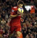 Steven Gerrard kisses the ball in celebration