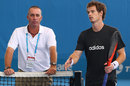 Andy Murray and coach Ivan Lendl look on