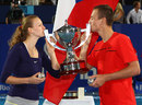 Petra Kvitova and Tomas Berdych celebrate victory for Czech Republic