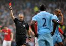 Vincent Kompany is sent off by Chris Foy