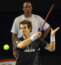 Andy Murray practices under the gaze of Ivan Lendl