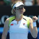 Kim Clijsters is elated with victory
