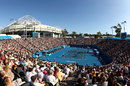 The crowds on Margaret Court Arena watch the action