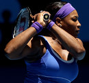 Serena Williams blasts a backhand