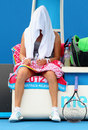 Vera Zvonareva hides beneath her towel