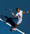 Novak Djokovic sets up for a serve