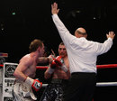 The referee stops the fight betwen George Groves and Kenny Anderson