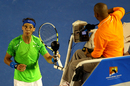 Rafael Nadal remonstrates with the umpire