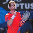 Andy Murray celebrates his win over Kei Nishikori