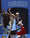 Kim Clijsters waves to the crowd