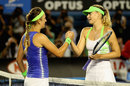 Maria Sharapova congratulates Victoria Azarenka 