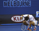 Novak Djokovic reacts after a missed point