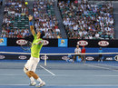 Rafael Nadal serves to Novak Djokovic