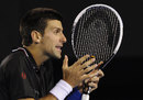 Novak Djokovic shows his frustration