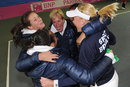 Laura Robson, Judy Murray, Anne Keothavong, Heather Watson and Elena Baltacha celebrate victory over Austria