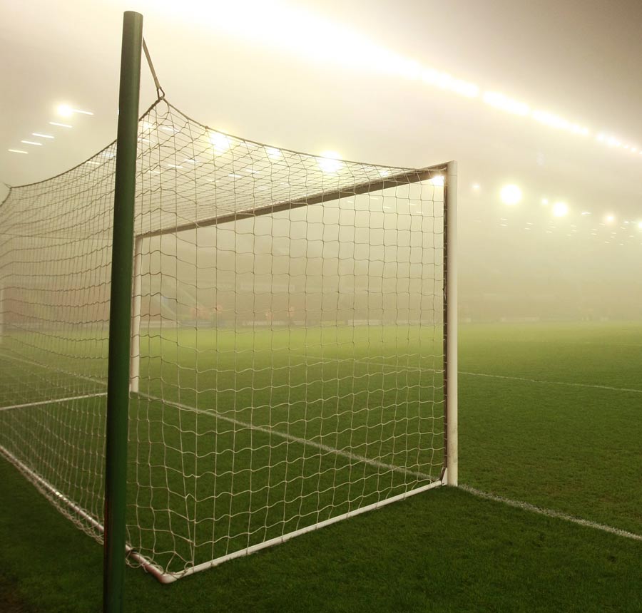 A general view of the fog covering Anfield
