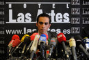 Alberto Contador speaks at a press conference