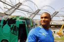 Gabon striker Daniel Cousin looks on ahead of training session