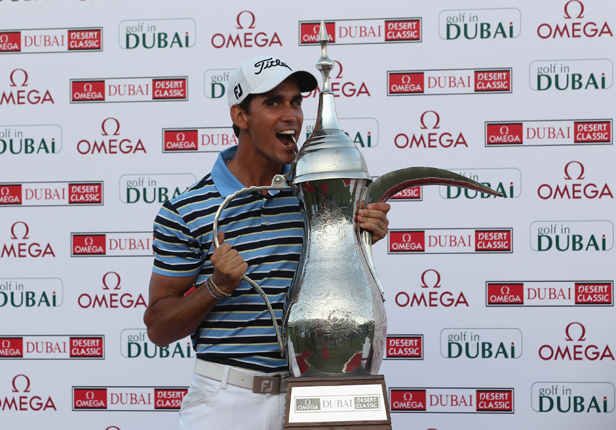 Rafael Cabrera-Bello poses his trophy