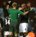 Joe Hart and Vincent Kompany celebrate Manchester City's win