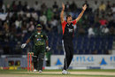 Steve Finn appeals for the wicket of Mohammad Hafeez