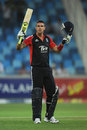 Kevin Pietersen celebrates his first century for three and a half years