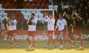 Stevenage players walk off after the draw